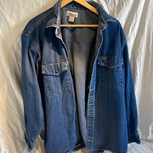 Carhartt denim light weight jacket button up vintage work wear size large